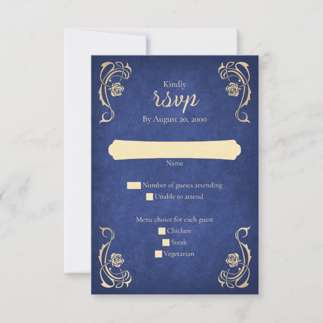 Tarjeta RSVP de Boda de Castillo de Rosa encantada (Anverso)