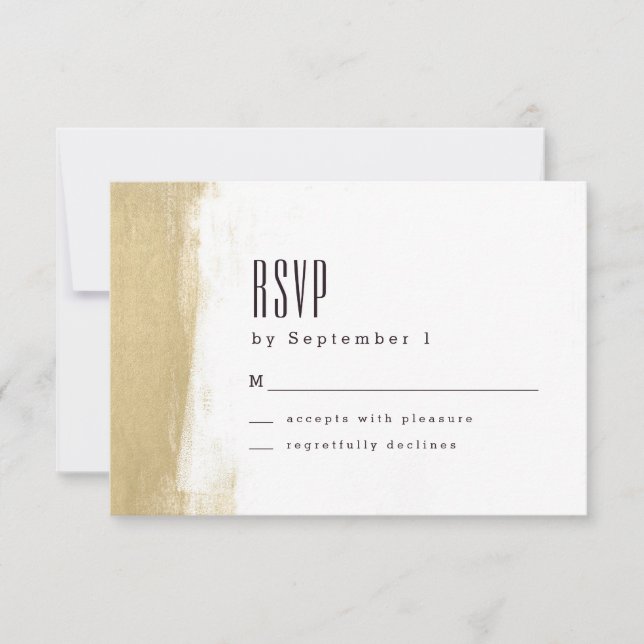 Tarjeta RSVP de Boda de Cepillo Dorado (Anverso)