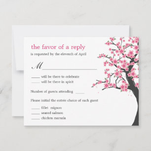 Tarjeta RSVP de Boda de Cerezo en Flor