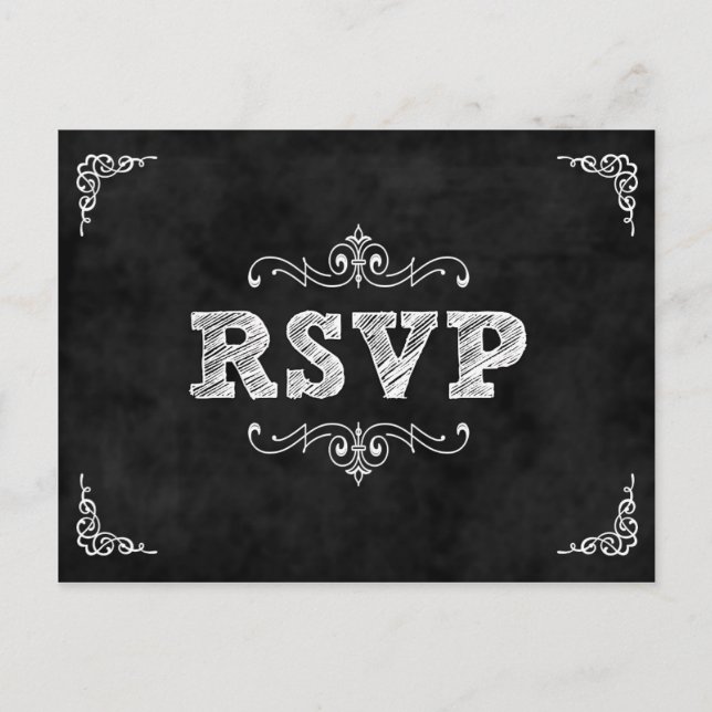 Tarjeta Rsvp de boda de Chalkboard / bebida casada (Anverso)