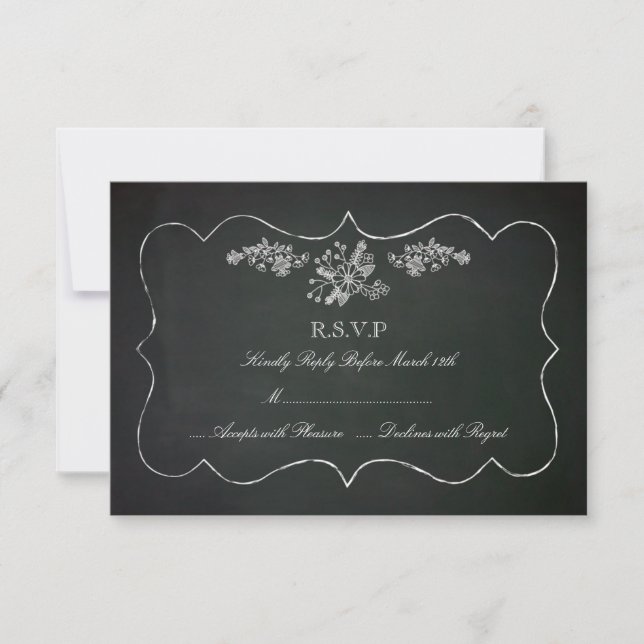 Tarjeta RSVP de Boda de Chalkboard Vintage (Anverso)