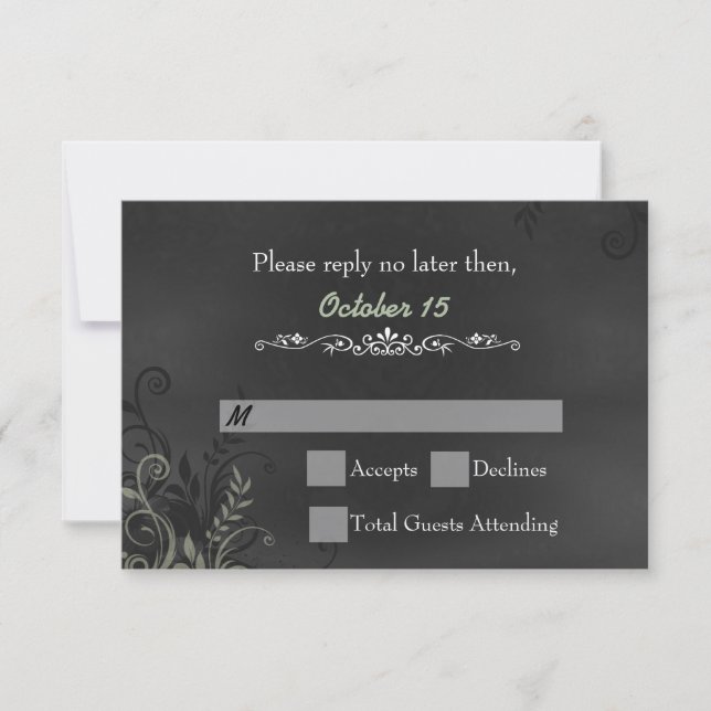 Tarjeta RSVP de Boda de Chalkboard Vintage (Anverso)