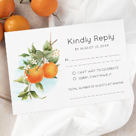Tarjeta RSVP de boda de cítricos de naranja