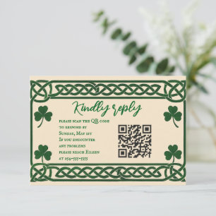 Tarjeta RSVP de Boda de código QR de Beso Celta