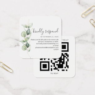 Tarjeta RSVP de Boda de código QR de Eucalyptus Su