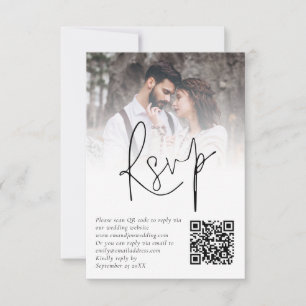 Tarjeta RSVP de boda de código QR de superposición