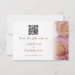 Tarjeta RSVP de boda de código QR floral de resume
