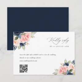 Tarjeta RSVP de boda de código QR rosa de color ne