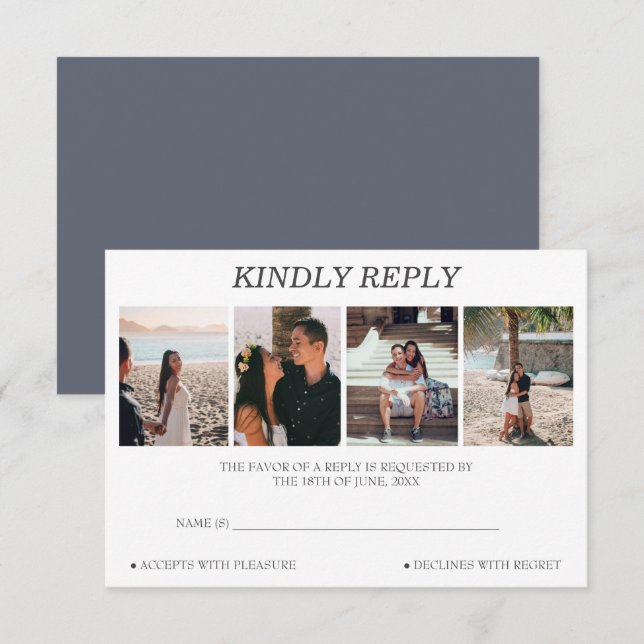 Tarjeta RSVP de boda de Collage de fotos personali (Anverso / Reverso)