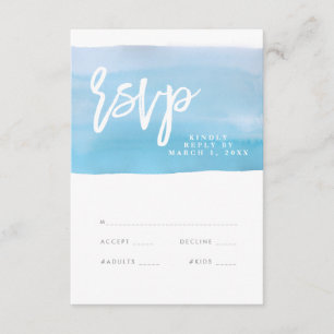 Tarjeta Rsvp de boda de color azul, tarjeta de res