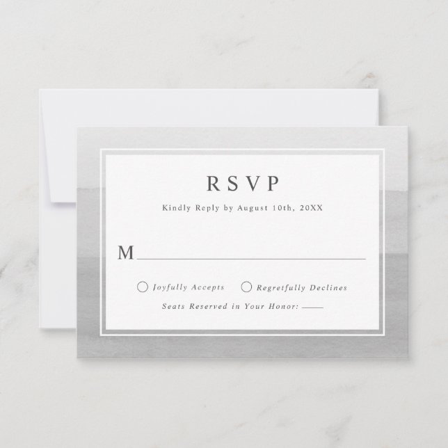 Tarjeta RSVP de Boda de color gris mínimo (Anverso)