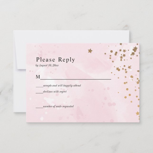 Tarjeta RSVP de Boda de color rosa Pastel (Anverso)