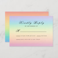 Tarjeta RSVP de Boda de colores arcoiris Pastel Om