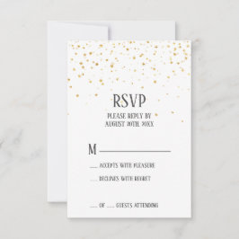 Tarjeta RSVP de Boda de Confetti de Oro