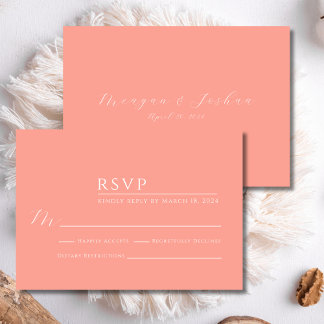 Tarjeta RSVP de boda de coral moderna