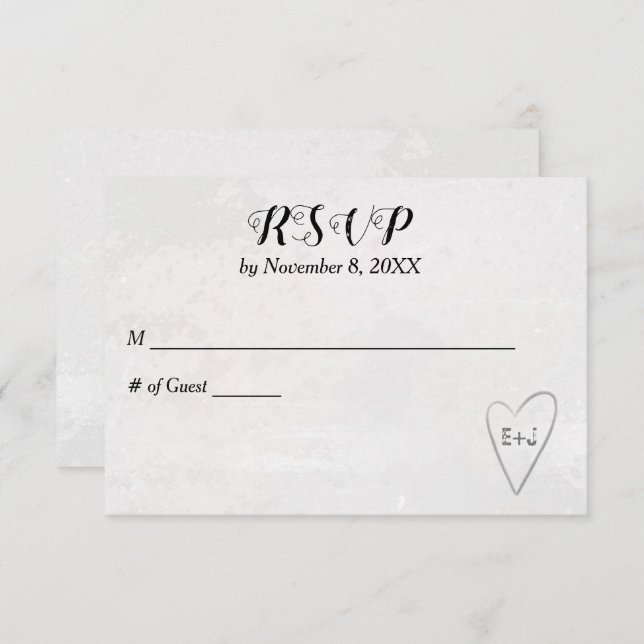 Tarjeta RSVP de boda de corazón (Anverso / Reverso)