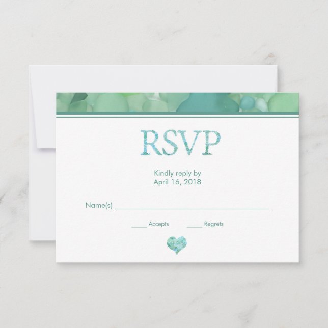 Tarjeta RSVP de Boda de Cristal de Mar (Anverso)