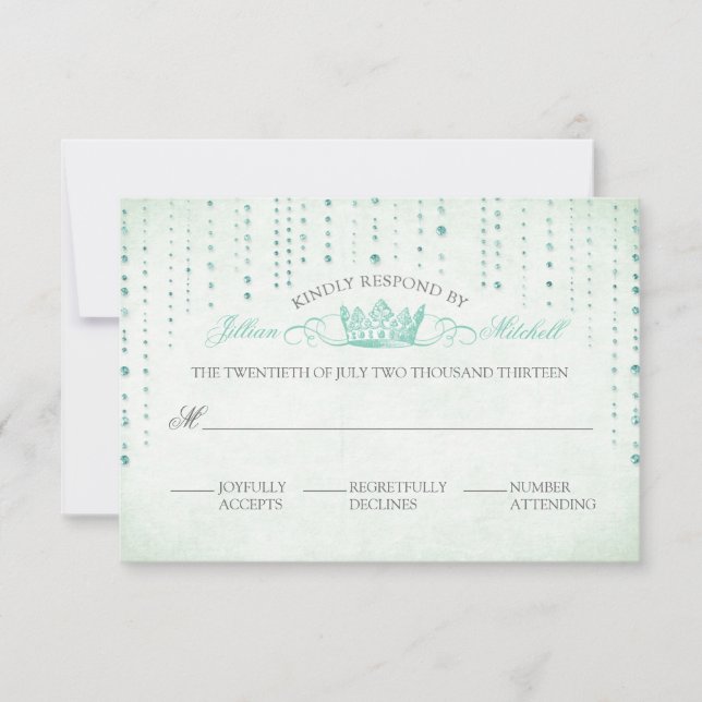 Tarjeta RSVP de Boda de Cuchillo de Mint y Cuello  (Anverso)