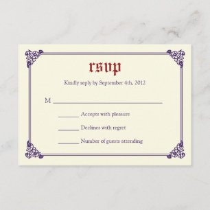 Tarjeta RSVP de Boda de cuento de hadas - Rojo/Púr