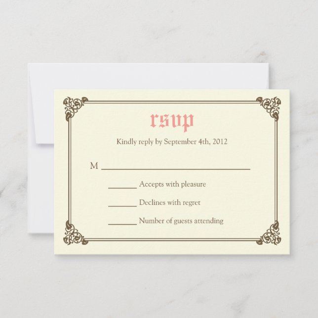 Tarjeta RSVP de boda de cuento de hadas - rosa (Anverso)
