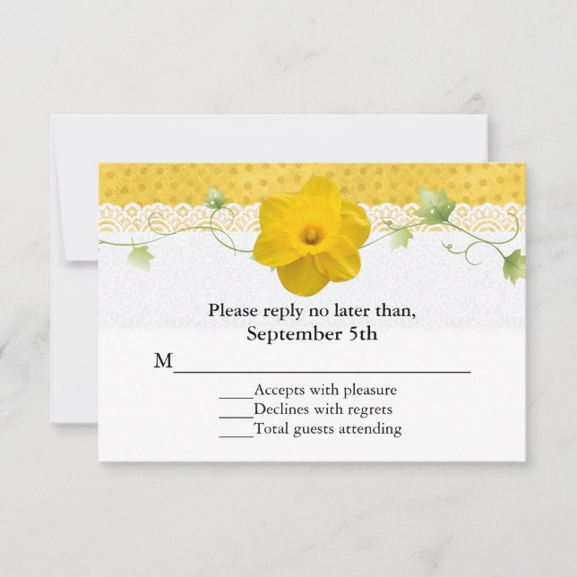 Tarjeta RSVP de Boda de Daffodil Amarilla (Anverso)