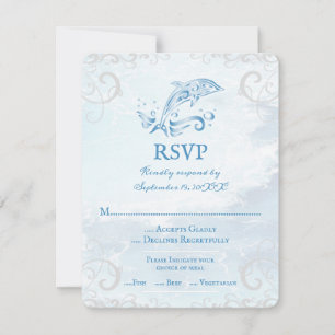 Tarjeta RSVP de boda de delfines azules
