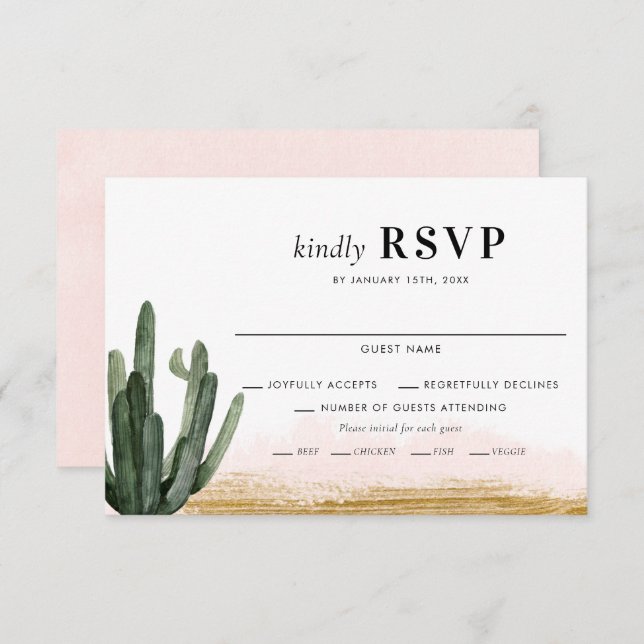 Tarjeta RSVP de Boda de Desert Cactus (Anverso / Reverso)