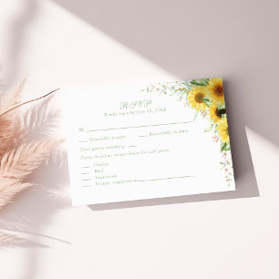Tarjeta RSVP de boda de deslumbramiento de girasol