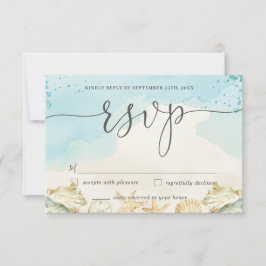 Tarjeta RSVP de boda de destino de moda Beach