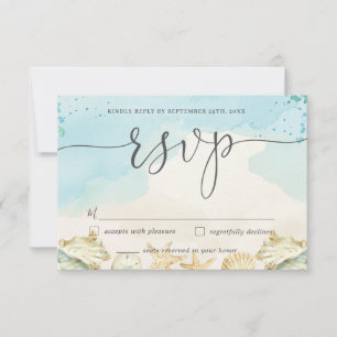 Tarjeta RSVP de boda de destino de moda Beach