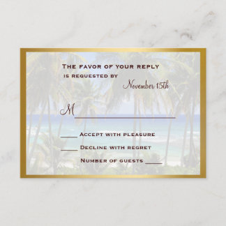 Tarjeta RSVP de boda de destino tropical