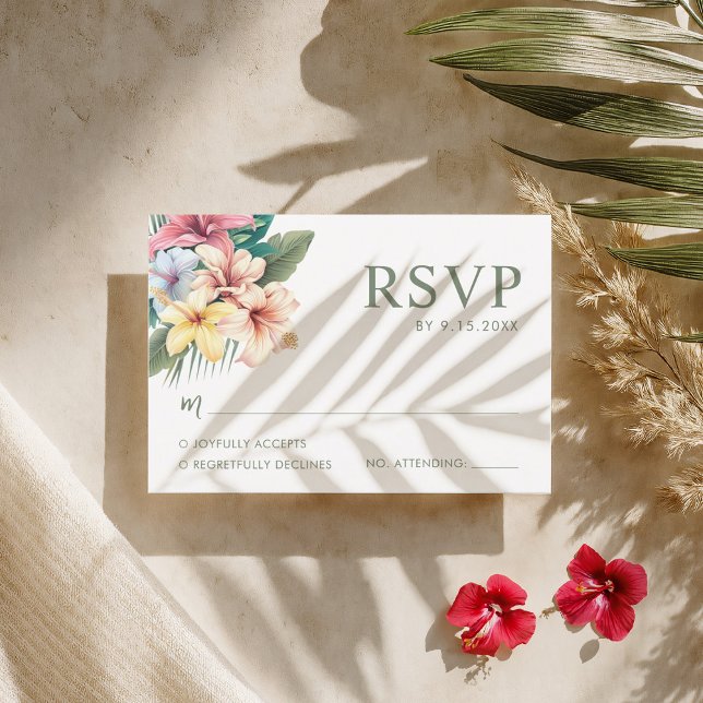 Tarjeta RSVP de Boda de Destino Tropical Hibiscus (Subido por el creador)