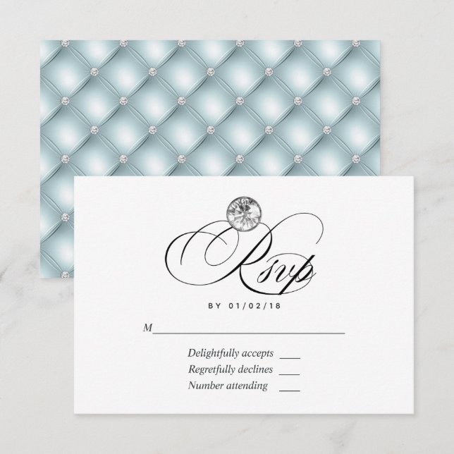 Tarjeta RSVP de boda de diamantes (Anverso / Reverso)