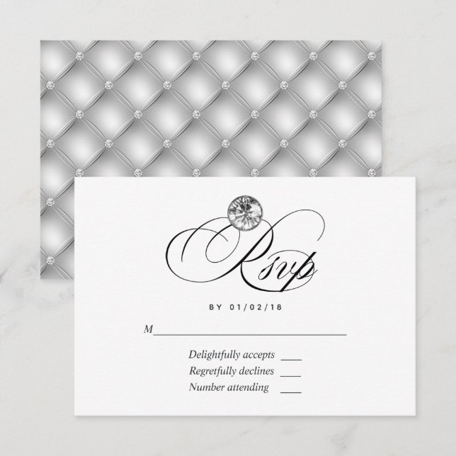 Tarjeta RSVP de boda de diamantes (Anverso / Reverso)