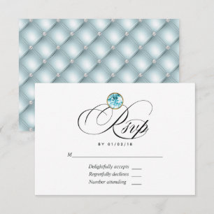 Tarjeta RSVP de boda de diamantes azules