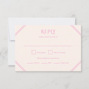 Tarjeta RSVP de boda de diamantes rosados