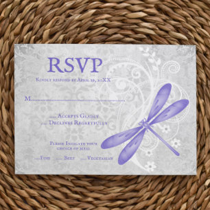 Tarjeta RSVP de Boda de Dragonfly Púrpura