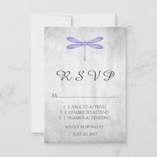 Tarjeta RSVP de Boda de Dragonfly Púrpura