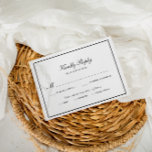 tarjeta RSVP de boda de elección de comida de marc<br><div class="desc">encantadora letra simple marco negro y blanco para sus tarjetas bodas RSVP. Los colores y el texto se pueden personalizar.</div>