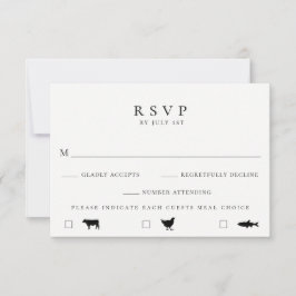 Tarjeta RSVP de Boda de Elección de Comida Moderna
