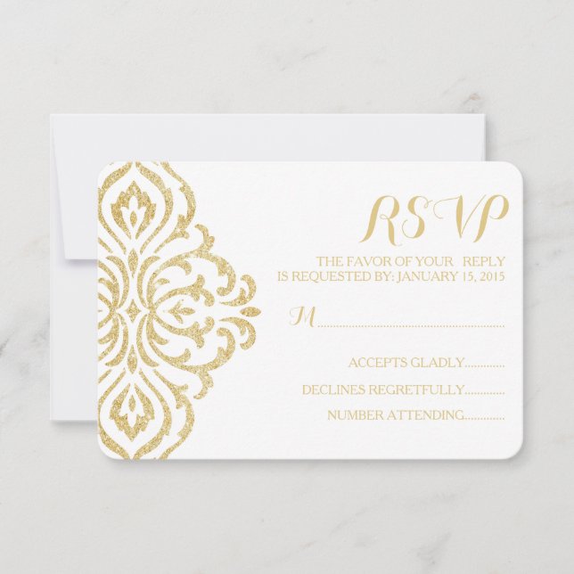 Tarjeta RSVP de Boda de Elegancia de Glamour Vinta (Anverso)