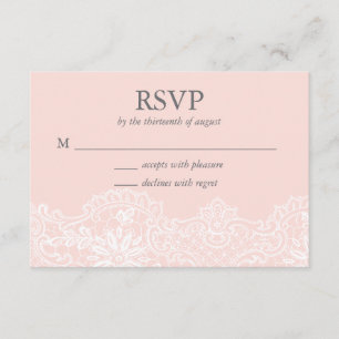 Tarjeta RSVP de Boda de encaje rosado de ballet