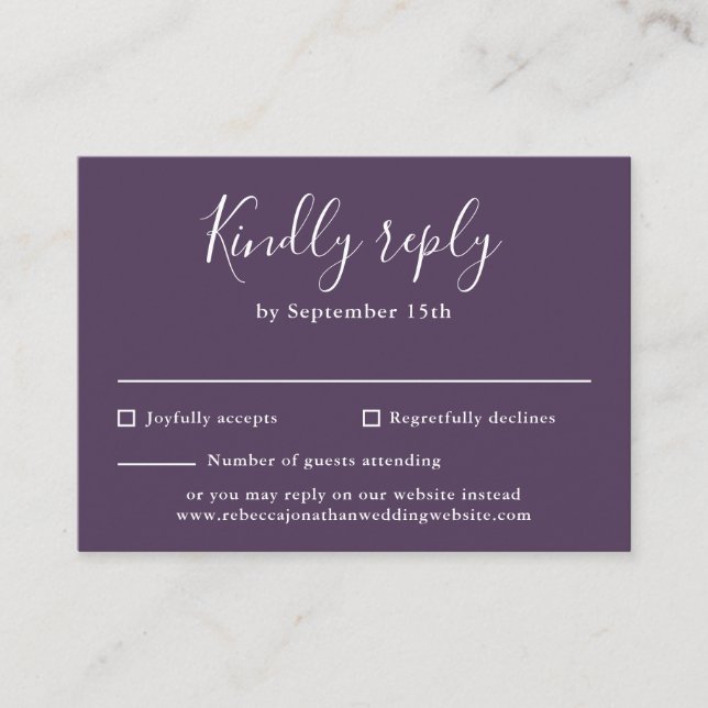 Tarjeta RSVP de boda de escritura moderna con pres (Anverso)