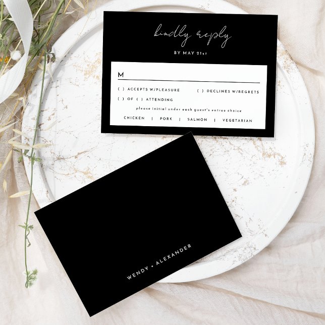 Tarjeta RSVP de boda de escritura moderna y simple (Subido por el creador)