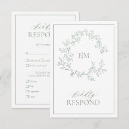 Tarjeta RSVP de Boda de Escudo de Leafy Verde Sage