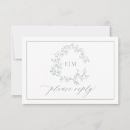 Tarjeta RSVP de Boda de Escudo de Leafy Verde Sage