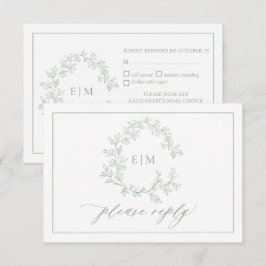Tarjeta RSVP de Boda de Escudo de Leafy Verde Sage