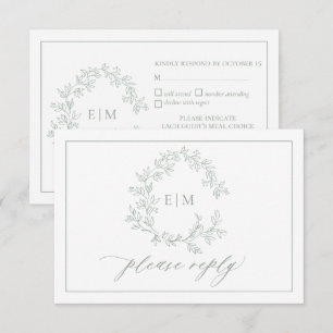 Tarjeta RSVP de Boda de Escudo de Leafy Verde Sage