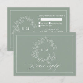 Tarjeta RSVP de Boda de Escudo de Leafy Verde Sage