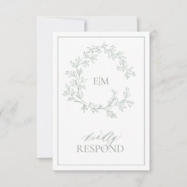 Tarjeta RSVP de Boda de Escudo de Leafy Verde Sage
